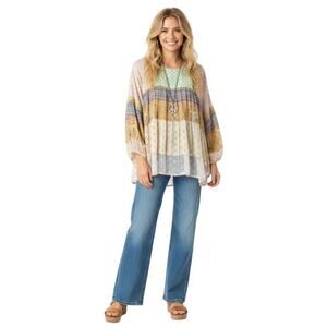 Sundance Boho Patchwork Tunic — Soft Pastels & Cottagecore Charm